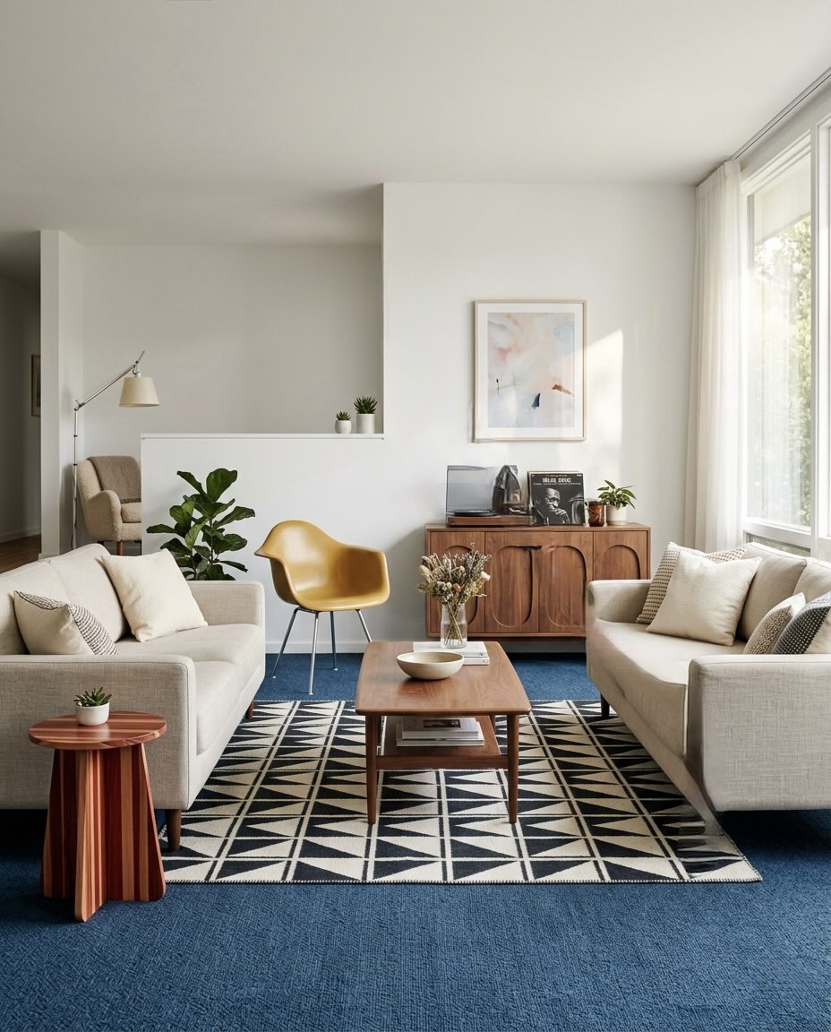 미드 센추리 모던 스타일 거실 인테리어 image 1